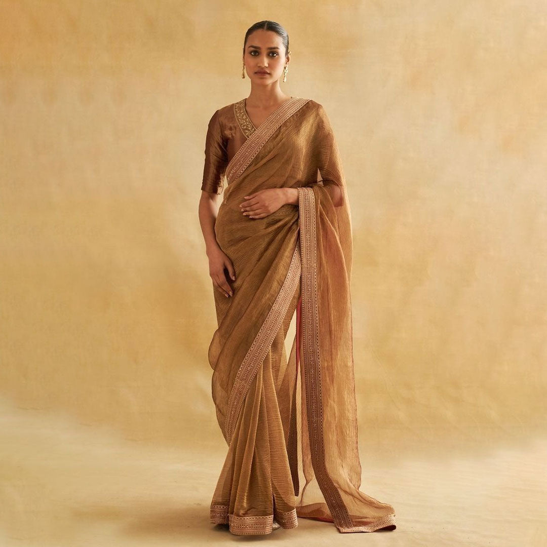 Koskii Maroon Soft Silk Saree